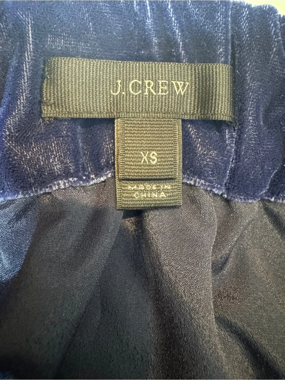 J.Crew Navy Velvet Ruffle Hem Mini Skirt XS Lined Pull-On